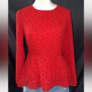 Red Polka Dot long sleeve blouse Y2K